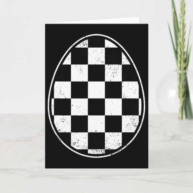 Checkered Easter Egg Race Car Gamer Funny Retro Ea Card (Front)