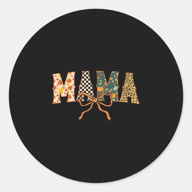 Checkered Fall Mama  Classic Round Sticker (Front)