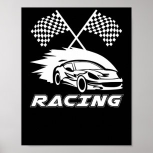 CHECKERED FLAG CAR RACING POSTER