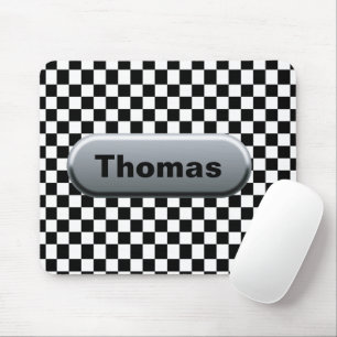 Checkered Flag Silver Finish Custom Mouse Pad
