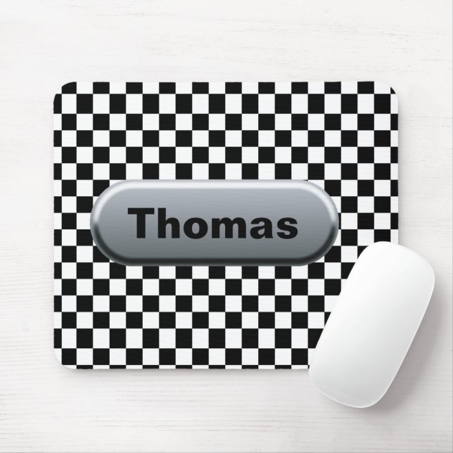 Checkered Flag Silver Finish Custom  Mouse Pad (With Mouse)