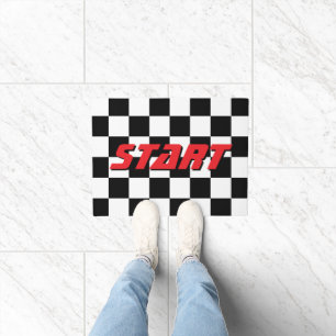 Checkered Flag Start or Finish Line Novelty Doormat