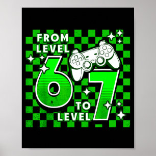 Checkered from level 6 to 7-7th birthday boy kids poster