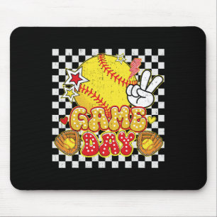 Checkered Game Day Cute Coquette Bow Softll Women Mouse Pad
