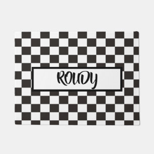 CHECKERED GARAGE DOORMAT