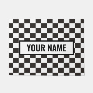 CHECKERED GARAGE DOORMAT