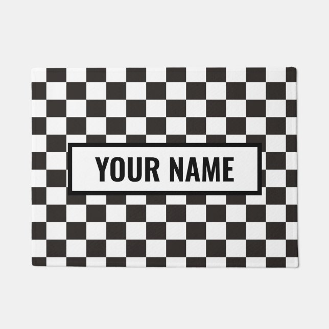 CHECKERED GARAGE DOORMAT (Front)