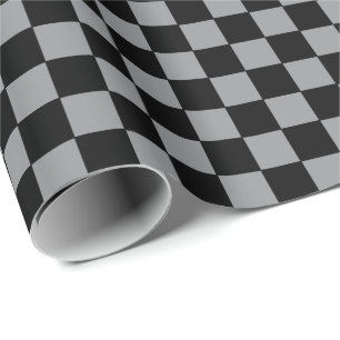 Checkered grey and Black  Wrapping Paper