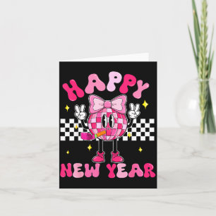 Checkered Happy New Year 2026 Disco Ball New Year Card