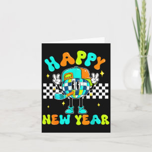 Checkered Happy New Year 2026 Disco Ball New Year Card