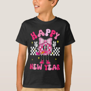 Checkered Happy New Year 2026 Disco Ball New Year  T-Shirt