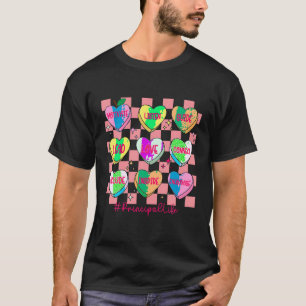 Checkered Hearts Candy Valentines Day School Princ T-Shirt