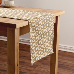 Checkered Hearts in Blond Cream Short Table Runner