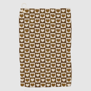 Checkered Hearts in Warm Cocoa Golf Towel