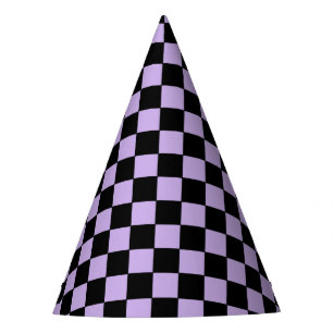 Checkered Lavender and Black  Party Hat