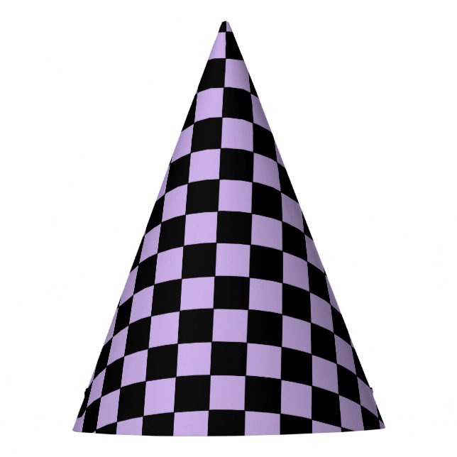 Checkered Lavender and Black  Party Hat (Front)