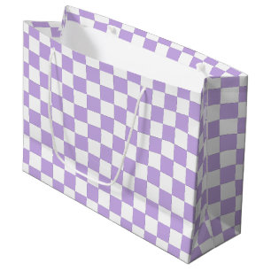 Checkered Lavender and White Large Gift Bag