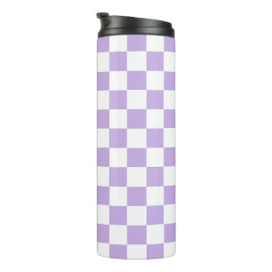 Checkered Lavender and White Thermal Tumbler