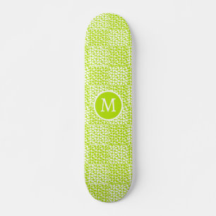 Checkered Love in Lime Green and White Monogram Skateboard