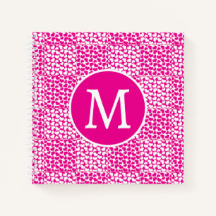 Checkered Love in Magenta and White Monogram Notebook