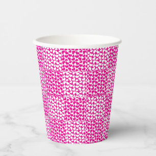 Checkered Love in Magenta and White Paper Cups