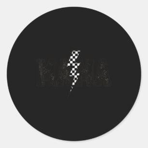 Checkered Mama Black White Funny Mothers Day  Classic Round Sticker