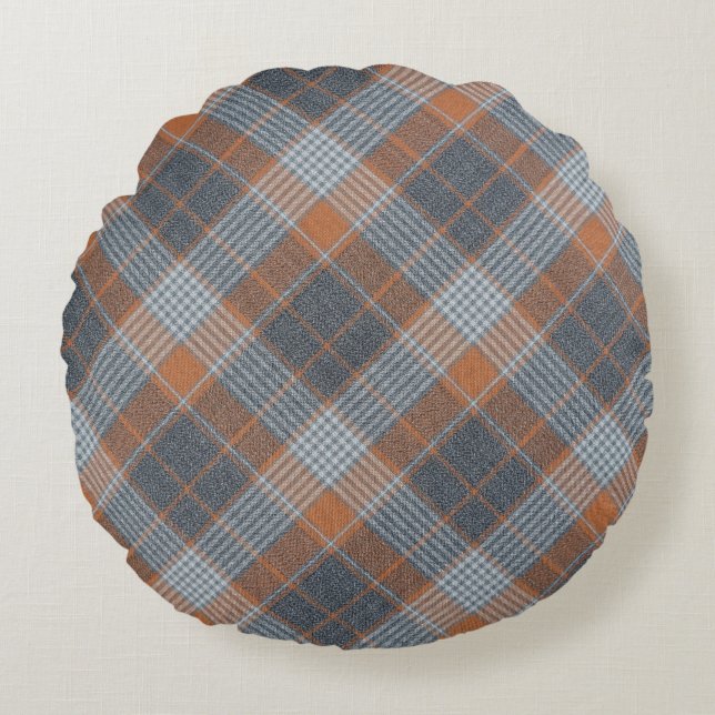 Checkered material tartan pattern textile texture  round cushion (Front)