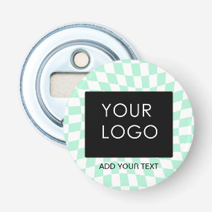 Checkered Mint Customizable Business Add Logo      Bottle Opener