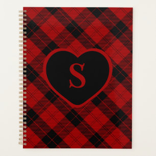 Checkered Monogram Christmas Red Buffalo Plaid Planner