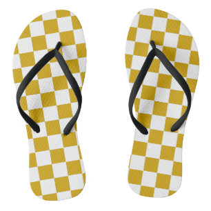 Checkered mustard yellow and White Jandals