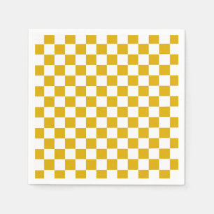 Checkered mustard yellow and White Napkin