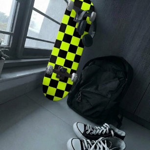 Checkered Neon Green and Black Skateboard