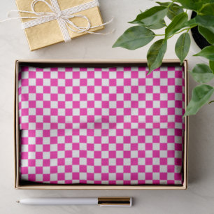 Checkered Neon Pink and White  Tissue Paper