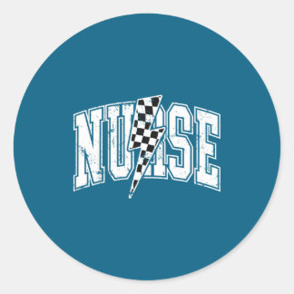 Checkered Nurse Checkered Nurse Rn Classic Round Sticker