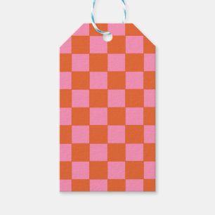 Checkered Orange and Pink  Gift Tags