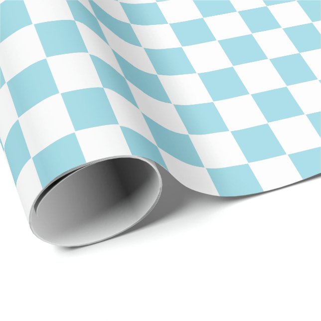 Checkered pale blue and White  Wrapping Paper (Roll Corner)