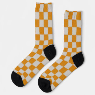 Checkered Patches White and Yellow Socks