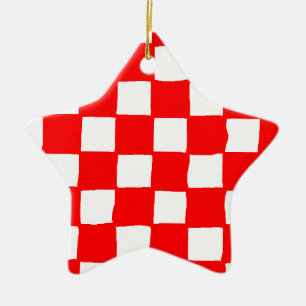 checkered pattern (red) ceramic tree decoration