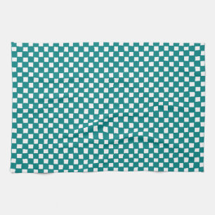 checkered pattern (teal) tea towel