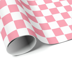 Checkered pink and White  Wrapping Paper