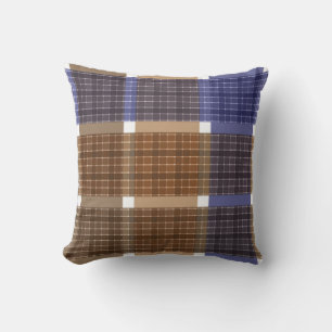 Checkered plaid tartan brown violet retro colors v cushion