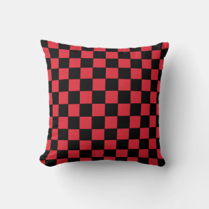 Checkered Red and Black Cushion
