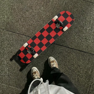 Checkered Red and Black Skateboard