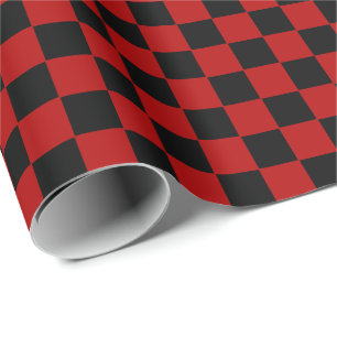 Checkered Red and Black  Wrapping Paper