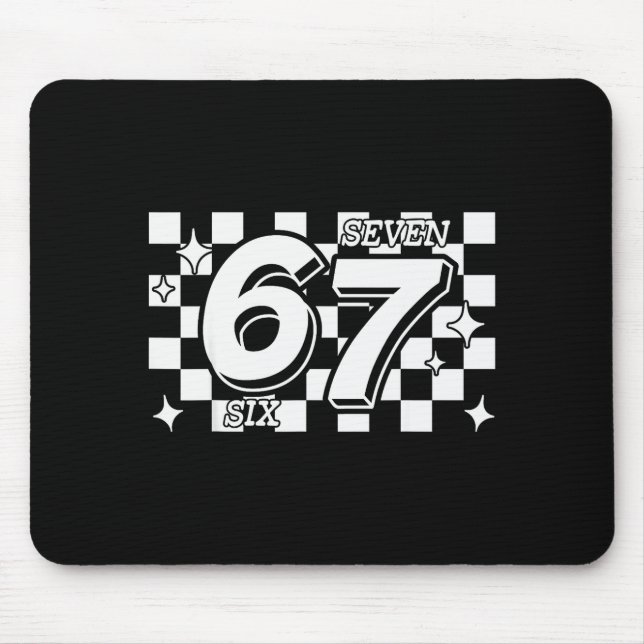 Checkered Six Seven 6 7 Meme Gen Alpha Slang  Mouse Pad (Front)