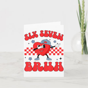 Checkered Six Seven Bruh Hearts 67 Valentines Day  Card
