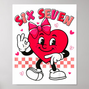 Checkered Six Seven Cool Hearts 67 Valentines Day  Poster