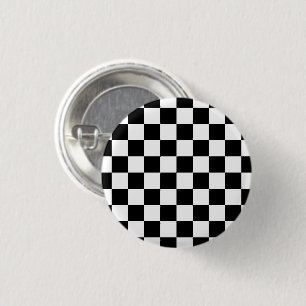 Checkered squares black and white geometric retro 3 cm round badge