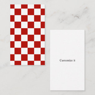 Checkered squares red white geometric retro business card