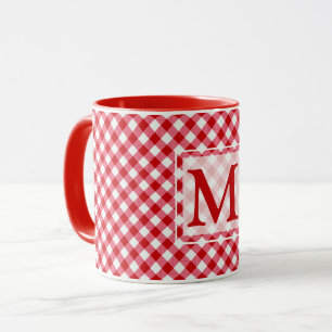 checkered tartan plaid classic red white texture mug